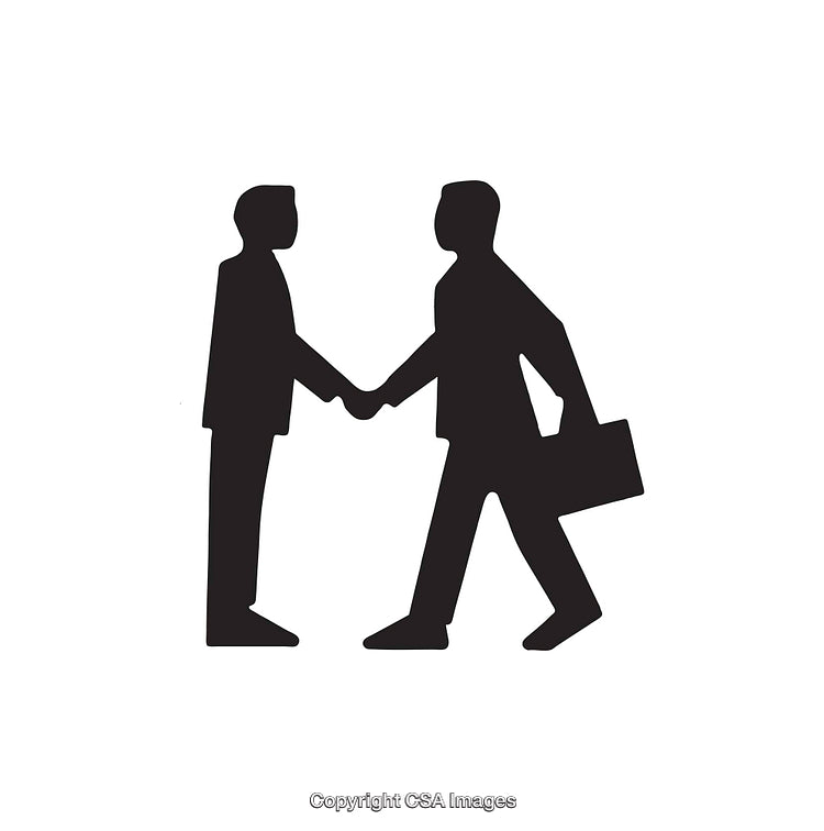 Silhouette of Two Professionals Shaking Hands in Business Collaboration