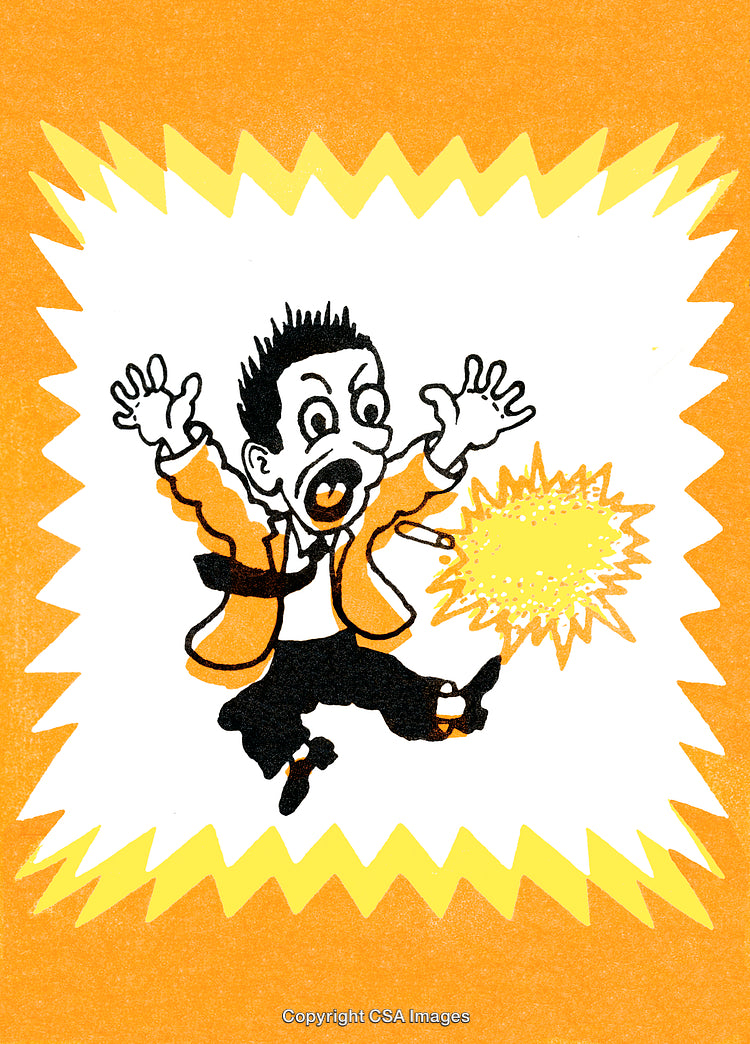 Dramatic Cartoon Character Shocked by Unexpected Event in Vibrant Colors