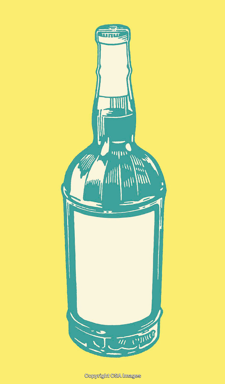 Blue Bottle Illustration on Yellow Background in Modern Minimalistic Style