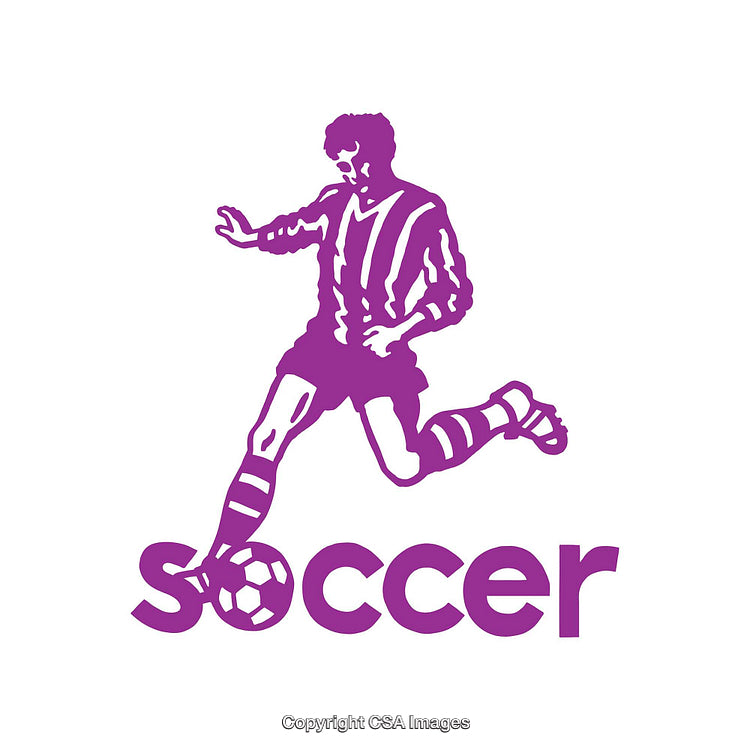 Stylized Purple Soccer Player Graphic with Typographic Design
