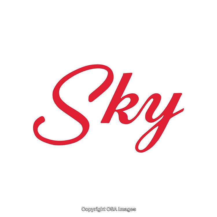 Red Elegant Sky Text in Cursive Typeface on White Background