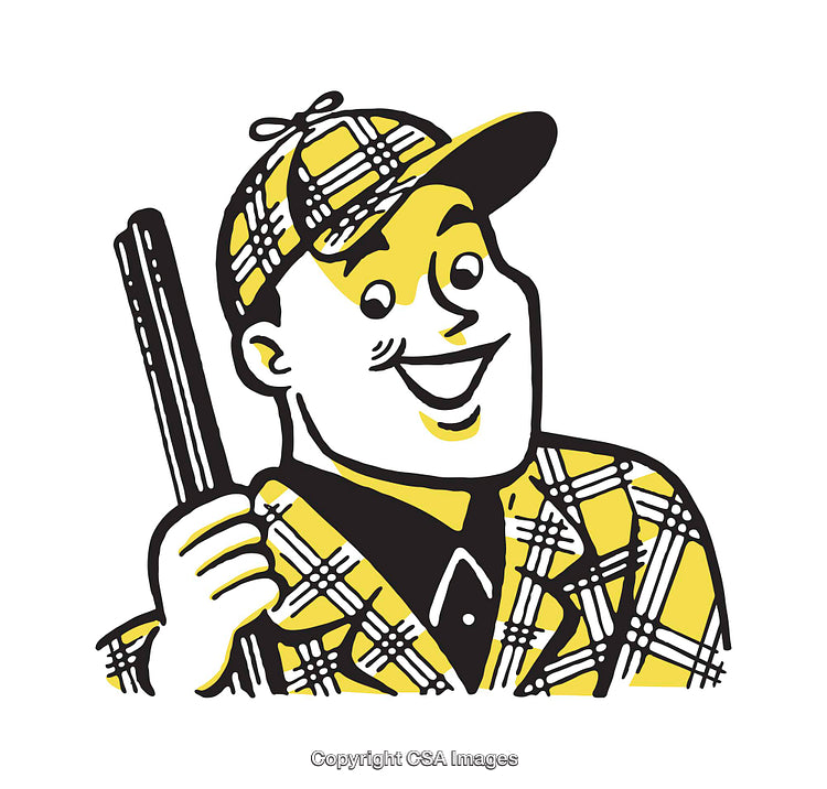 Vintage Cheerful Character Illustration in Yellow Plaid Attire