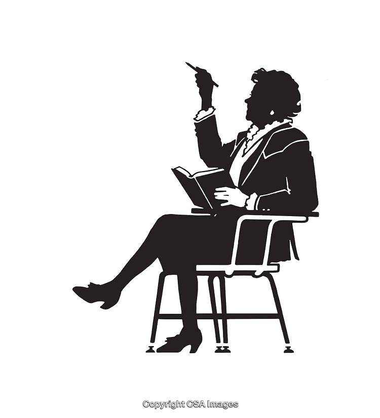 Silhouetted Figure Writing in Notebook on a White Background