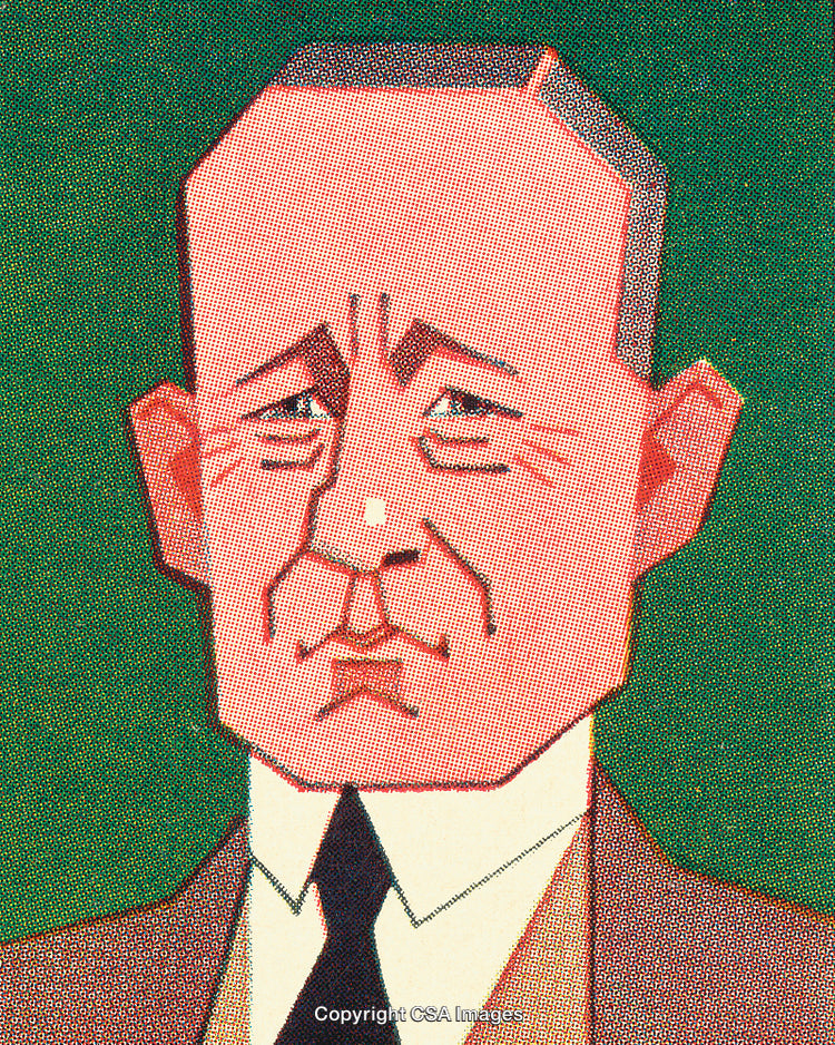 Stylized Portrait of a Man in Vintage Art Style with Green Background