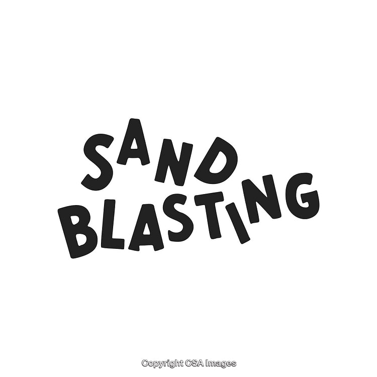 Stylized Text Depicting Sandblasting Concept in Bold Typeface on White Background