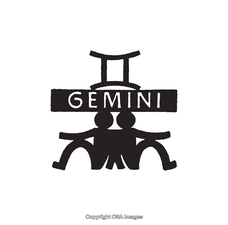 Stylized Line Art Illustration of the Gemini Zodiac Symbol in Black and White