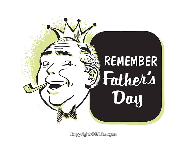 Retro Father’s Day Illustration Featuring a Cheerful Gentleman with a Crown and Pipe