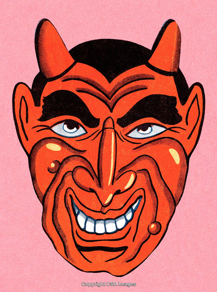 Vibrant Illustration of a Devil Mask With a Mischievous Grin