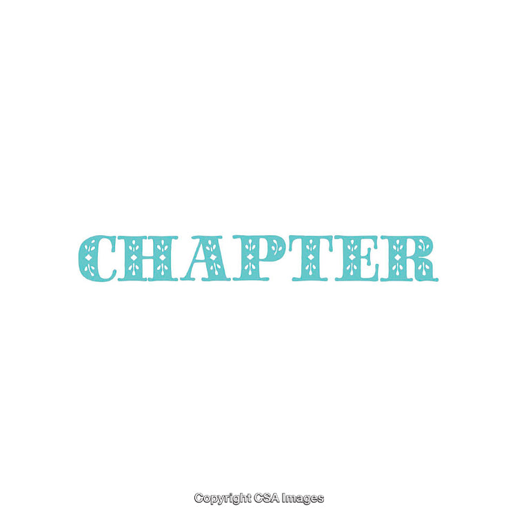 Decorative Font Design of the Word "Chapter" in Blue Color on White