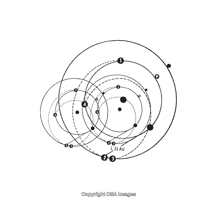 Detailed Black And White Diagram with Circular Line Structures and Dashes