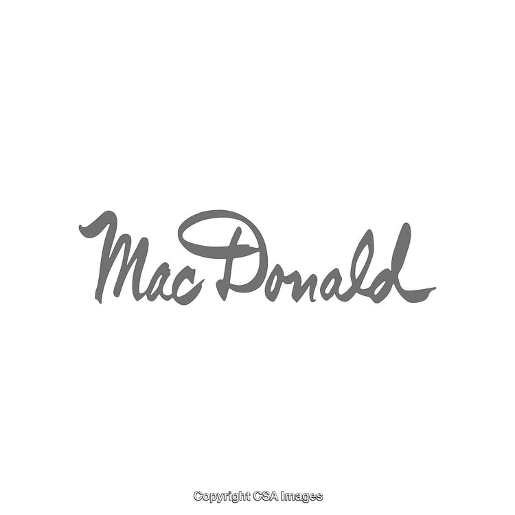 Elegant Gray Mac Donald Script Logo Design on White Background