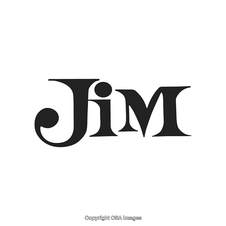 Classic Black Text Logo Featuring the Name Jim in Bold Serif Font