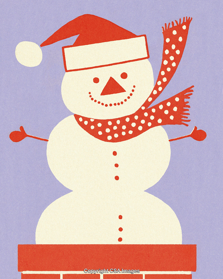 Charming Snowman Illustration in Red and White for Christmas Decor