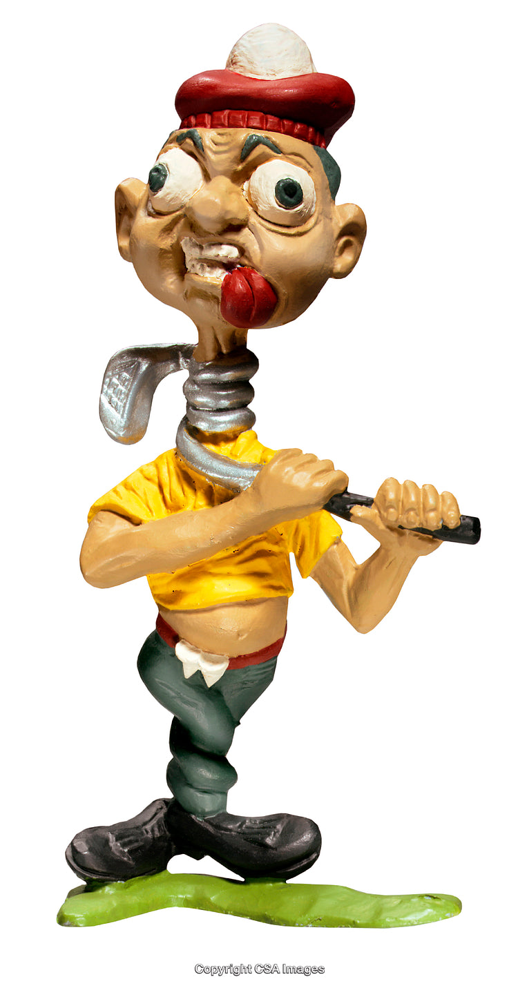 Humorous Golf Themed Figurine with Exaggerated Features and Wacky Design