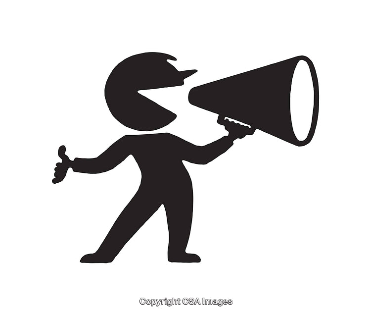 Silhouette of a Person Shouting Through a Megaphone Line Art Illustration