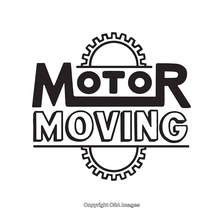 Monochrome Motor Gear Design with Text Elements and Mechanical Aesthetics