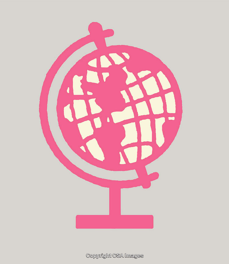 Pink Globe Illustration on a Minimalistic Background