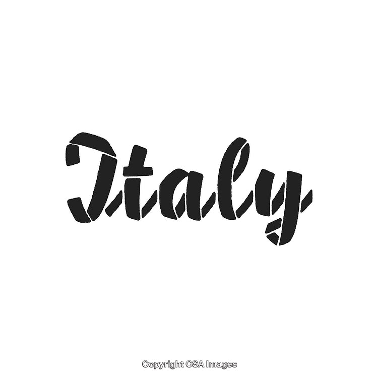 Modern Calligraphy Design Featuring the Word Italy in Black Script on White