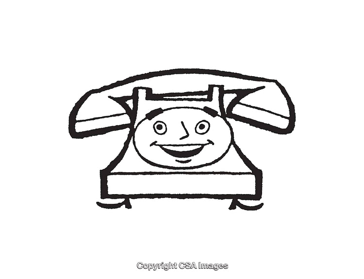 Smiling Vintage Telephone Line Art with Whimsical Touch
