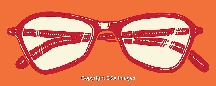 Red Line Art Glasses Illustration on an Orange Background