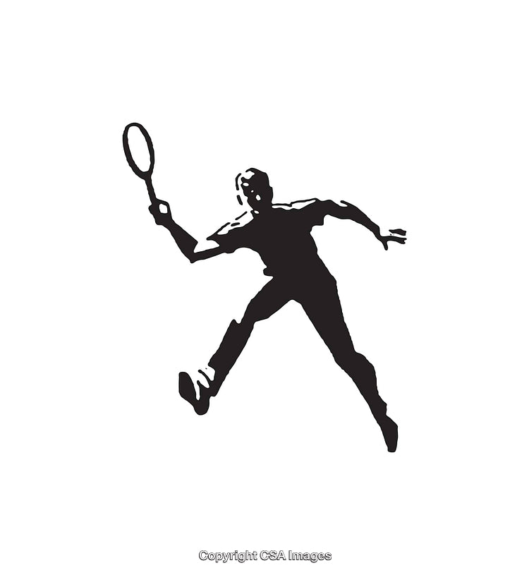 Dynamic Silhouette of a Tennis Player in Action for Sporting Themes