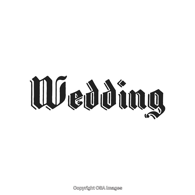 Elegant Blackletter Font Inscription of the Word 'Wedding' in Gothic Style