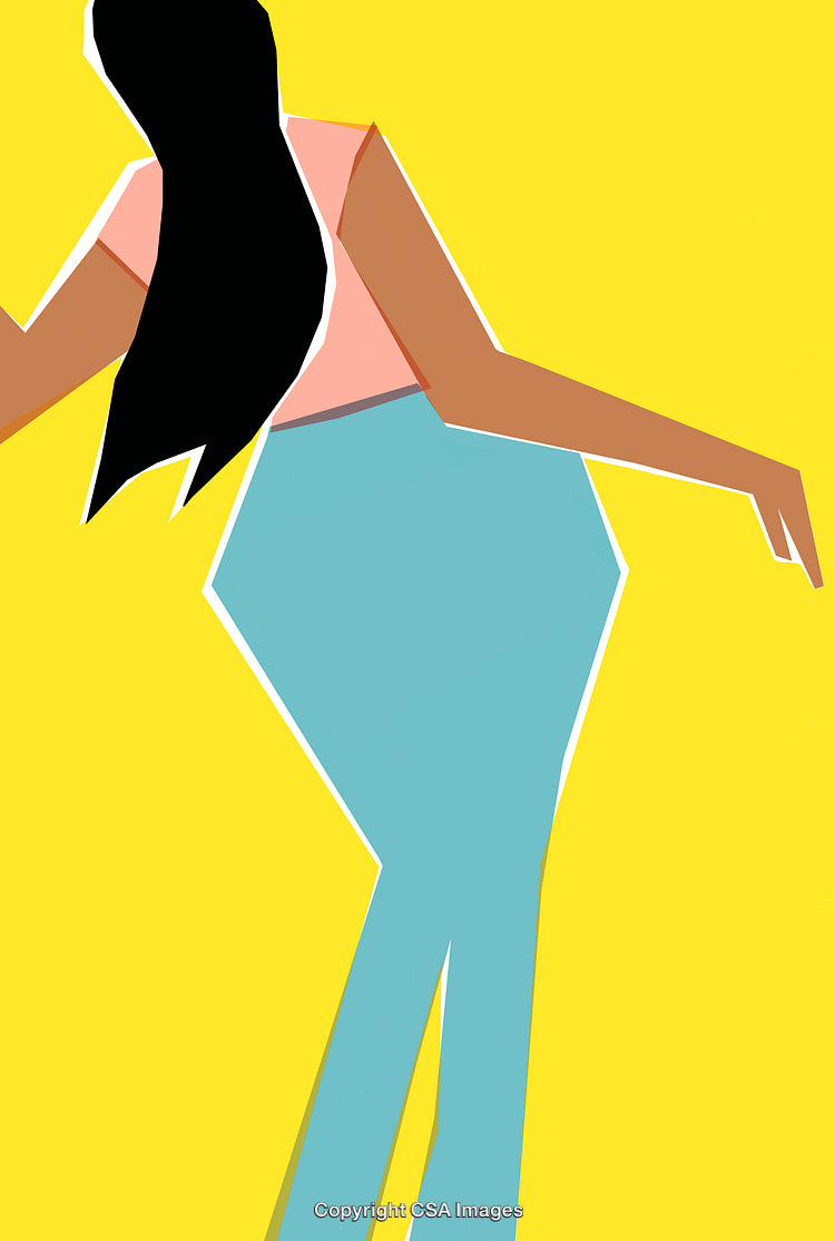 Abstract Colorful Illustration of a Stylized Dancing Woman