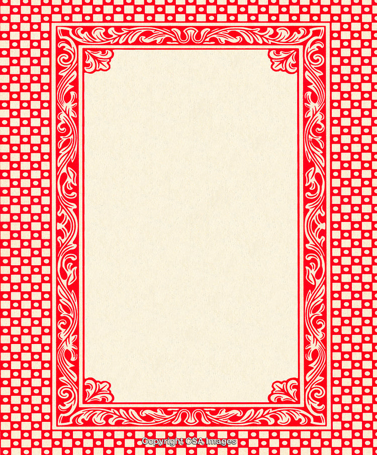 Elegant Red Ornate Frame With Decorative Patterns and Vintage Style Elements