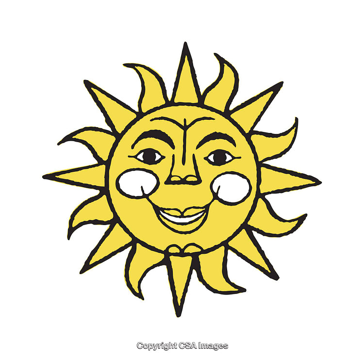 Cheerful Sun With Smiling Face and Radiant Yellow Rays Illustration