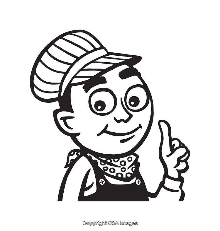 Black and White Line Art of a Character With Friendly Expression