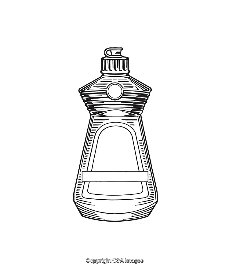Black And White Line Art of a Dish Soap Bottle Drawing