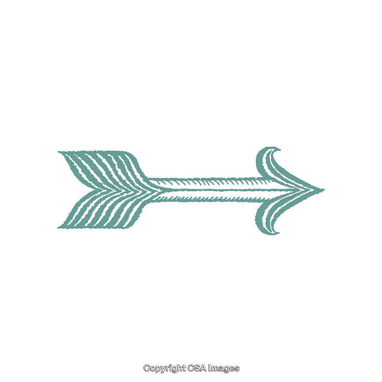 Decorative Hand-Drawn Arrow Illustration with Teal and White Detail