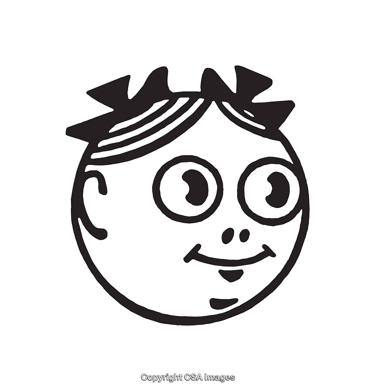 Whimsical Line Art Illustration of a Cartoon Face with a Smile