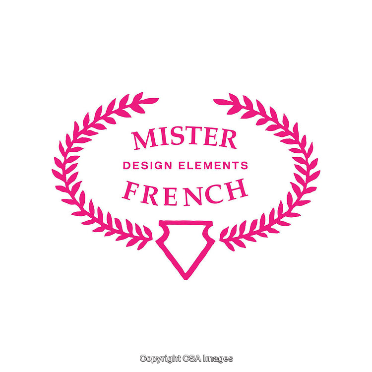 Elegant Pink Laurel Wreath Design with Typography on White Background