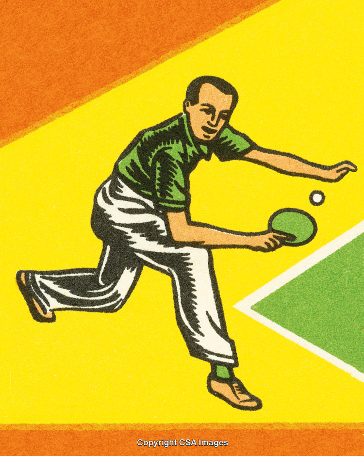 Retro Illustration of a Table Tennis Match in a Dynamic Style