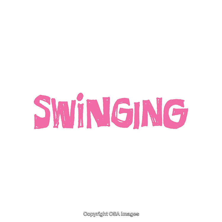 Pink Graphic Text Art With the Word Swinging in Bold Letters