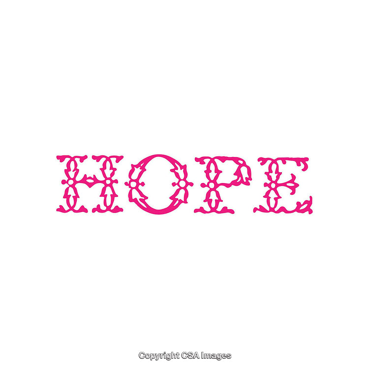 Pink Decorative Word Art Design Spelling Hope with Floral Style Letters