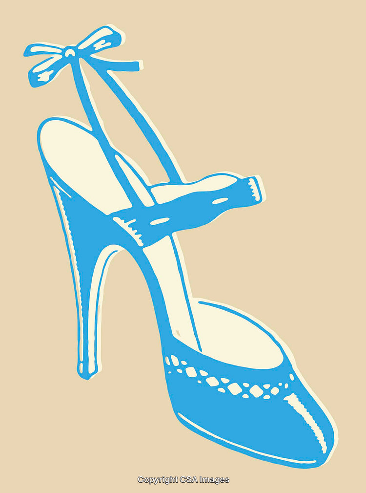Stylish Blue High Heel Shoe Illustration with Elegant Design Elements