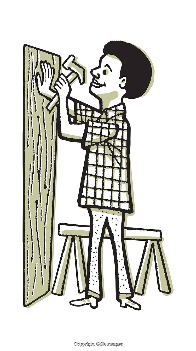 Illustration of a Skilled Individual Working on a Carpentry Project