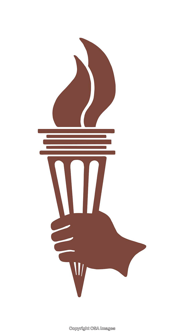 Illustration of a Hand Holding a Burning Torch Symbol