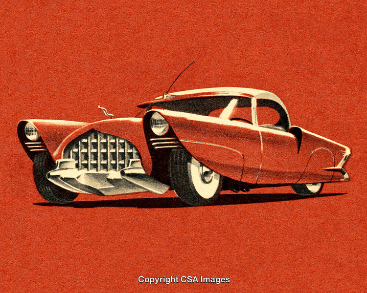 Retro Illustration of a Vintage Car on a Monochrome Background