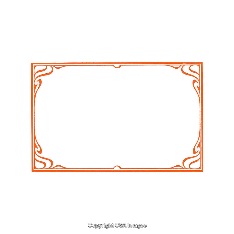 Elegant Orange Decorative Frame With Intricate Swirls and Clean White Center