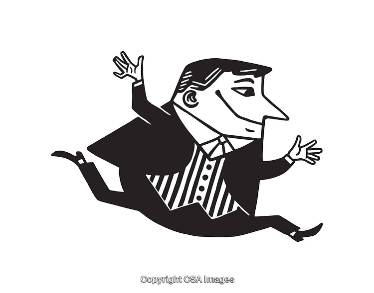 Black and White Line Art Illustration of a Person in Motion
