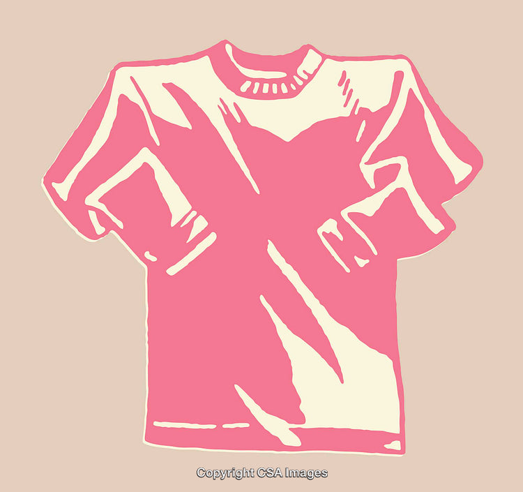 Abstract Line Art Illustration of a Pink T-Shirt Design