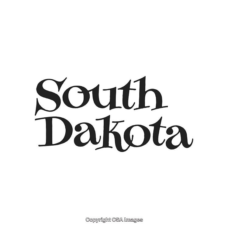 Black and White Typography Design Featuring South Dakota Name