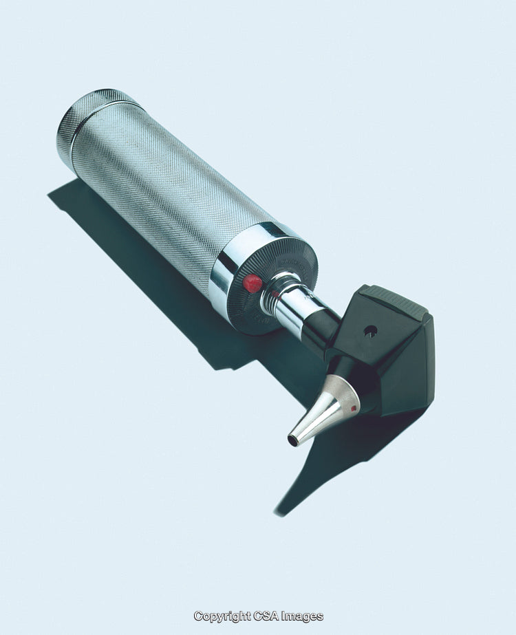Close-Up of a Medical Otoscope on a Light Background