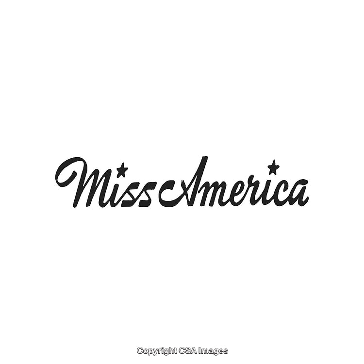 Elegant Handwritten 'Miss America' Text with Star Accents on White Background