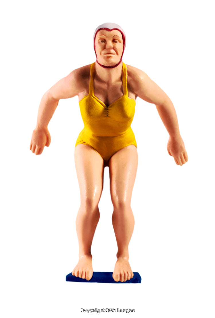 Vintage Style Female Swimmer Figurine in Classic Bathing Suit