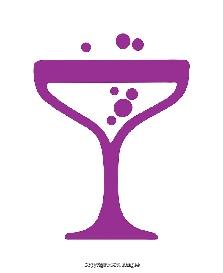 Purple Champagne Glass Icon with Floating Bubbles Symbolizing Celebration