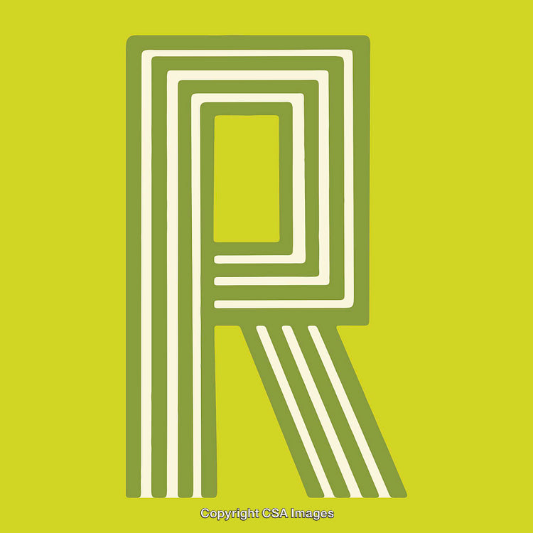 Creative Interpretative Design Featuring Green Letter R with Geometric Patterns